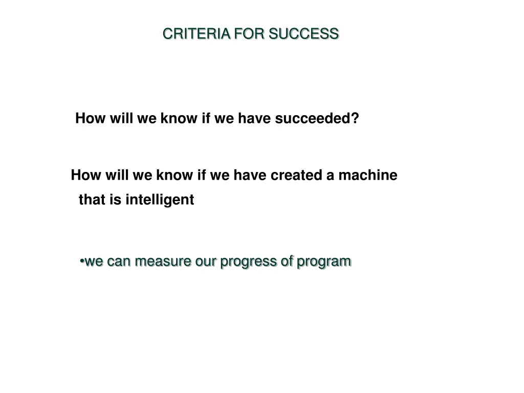 criteria for success