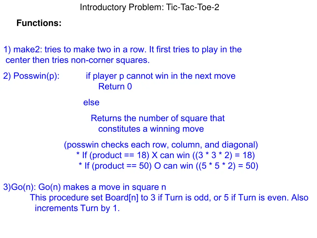 introductory problem tic tac toe 2 1