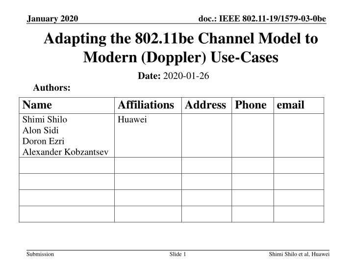 january 2020 adapting the 802 11be channel model