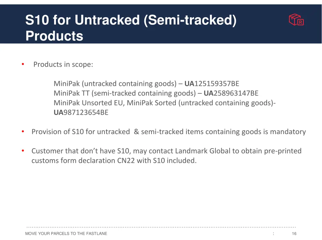 s10 for untracked semi tracked products