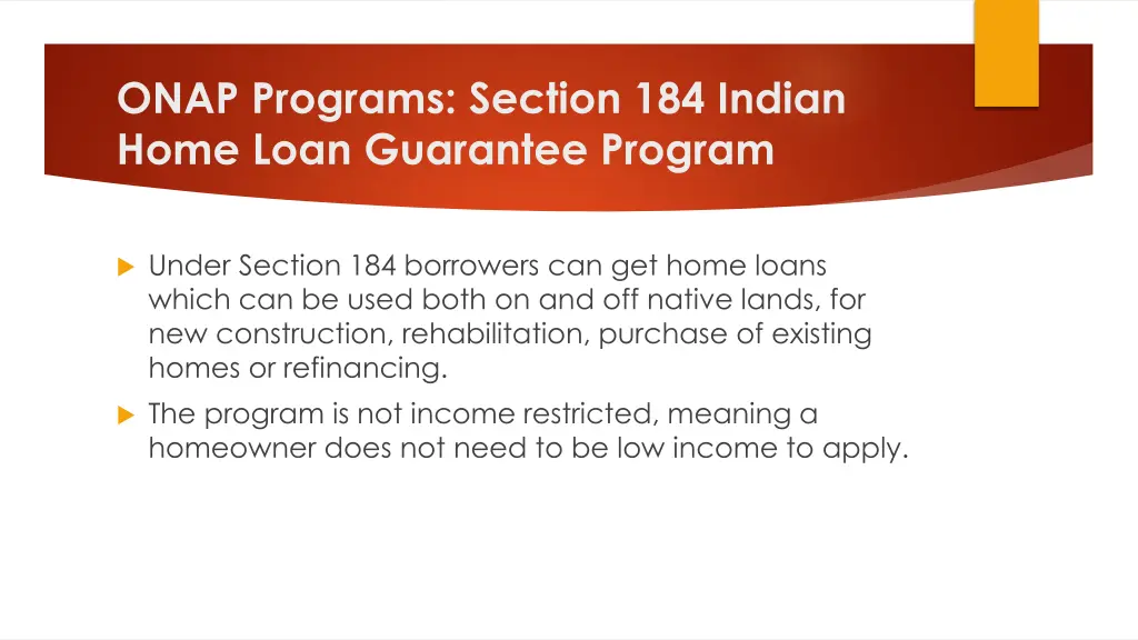 onap programs section 184 indian home loan 1