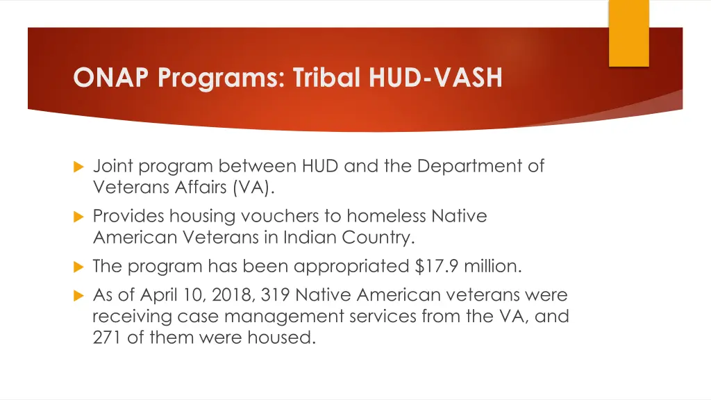 onap programs tribal hud vash