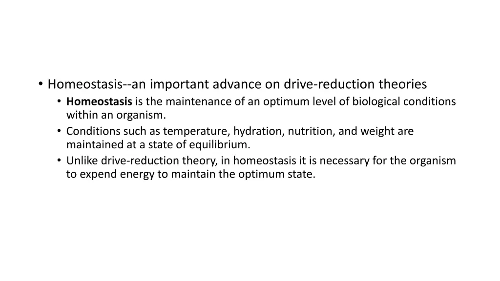 homeostasis an important advance on drive