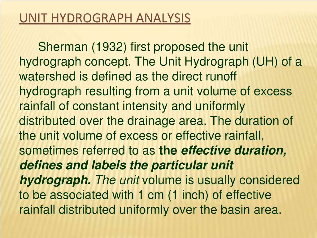 unit hydrograph analysis