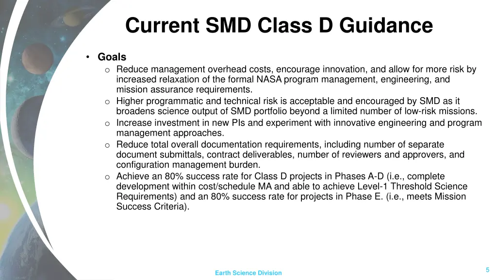 current smd class d guidance