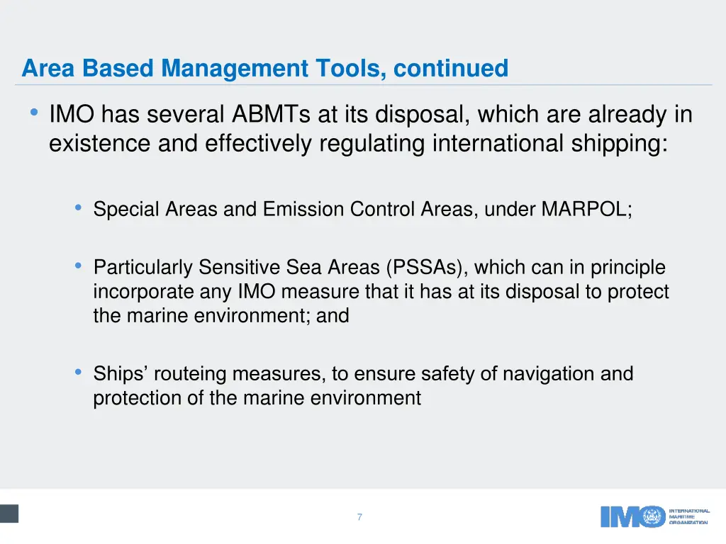 area based management tools continued