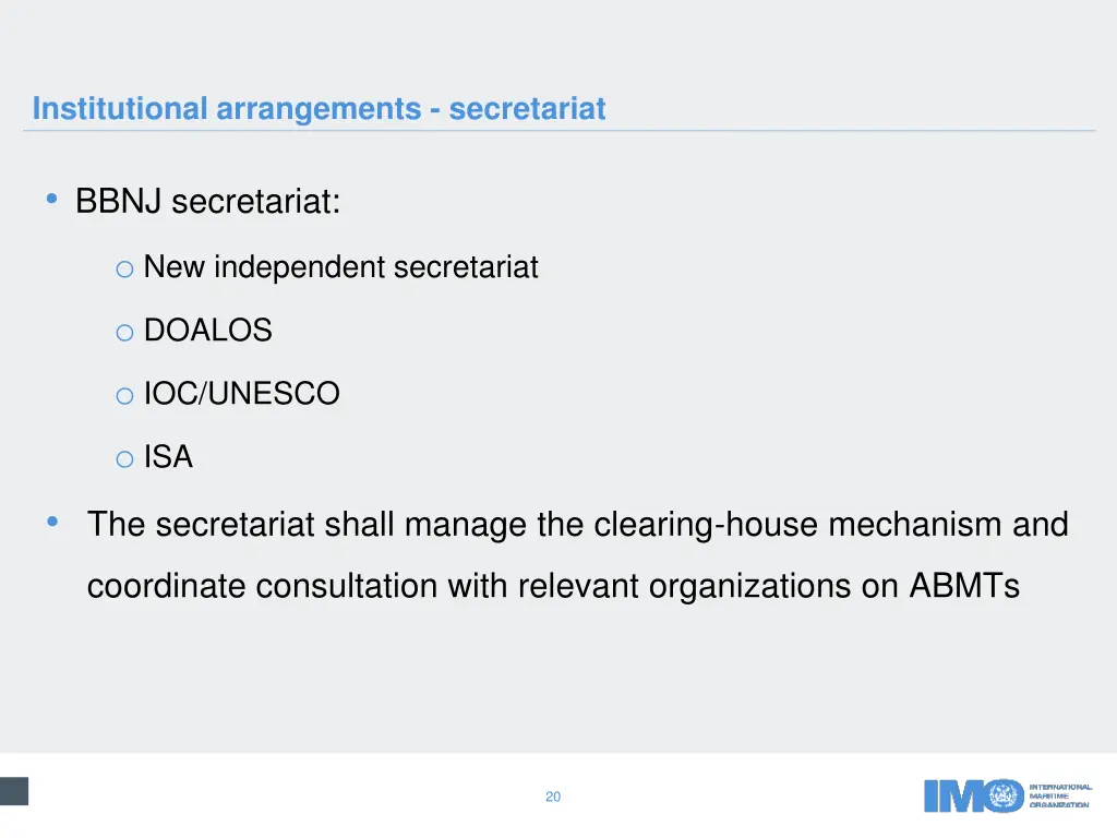 institutional arrangements secretariat