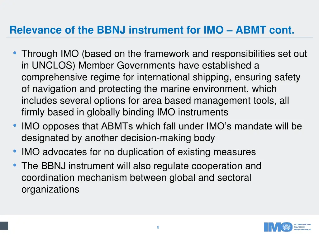 relevance of the bbnj instrument for imo abmt cont