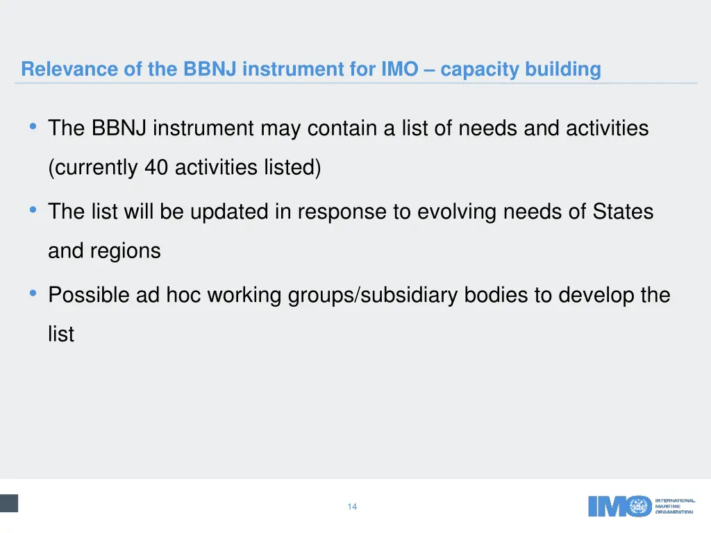 relevance of the bbnj instrument for imo capacity