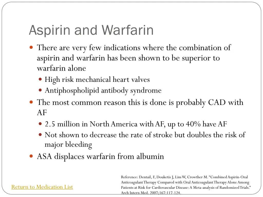 aspirin and warfarin