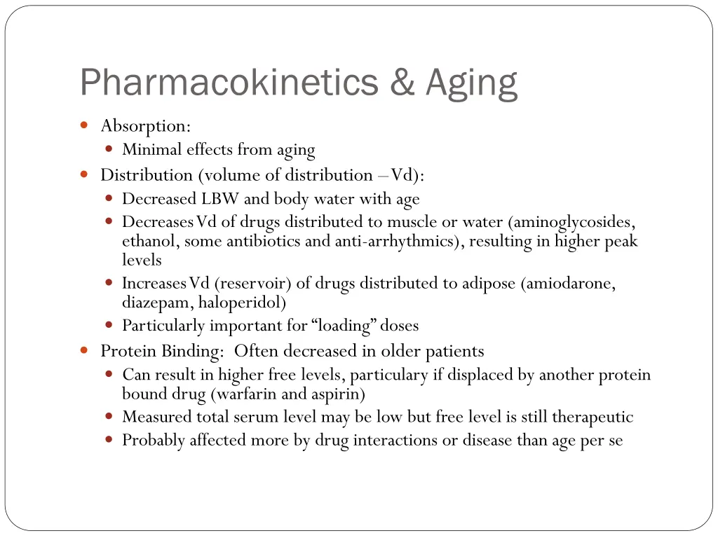 pharmacokinetics aging