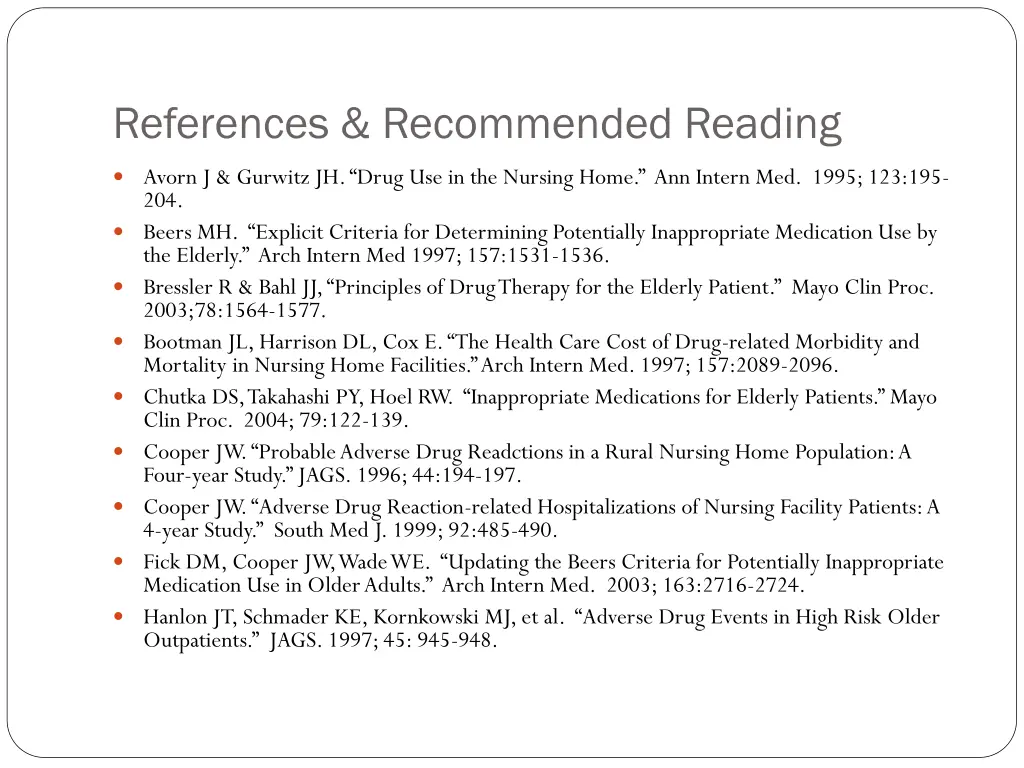 references recommended reading