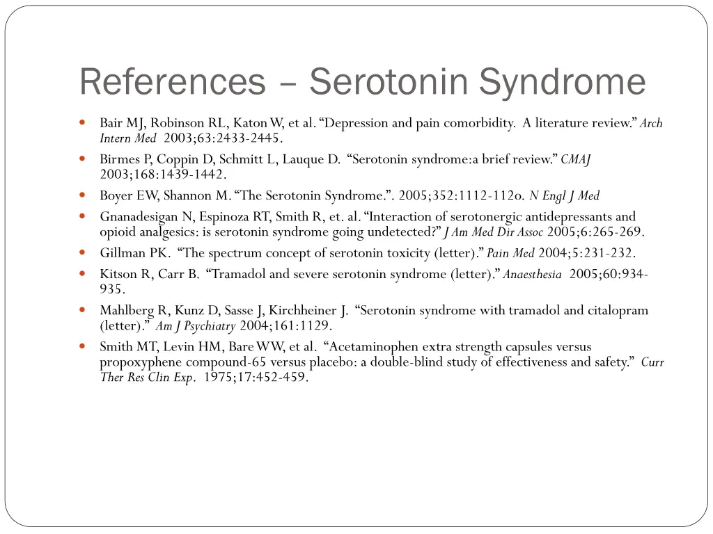 references serotonin syndrome