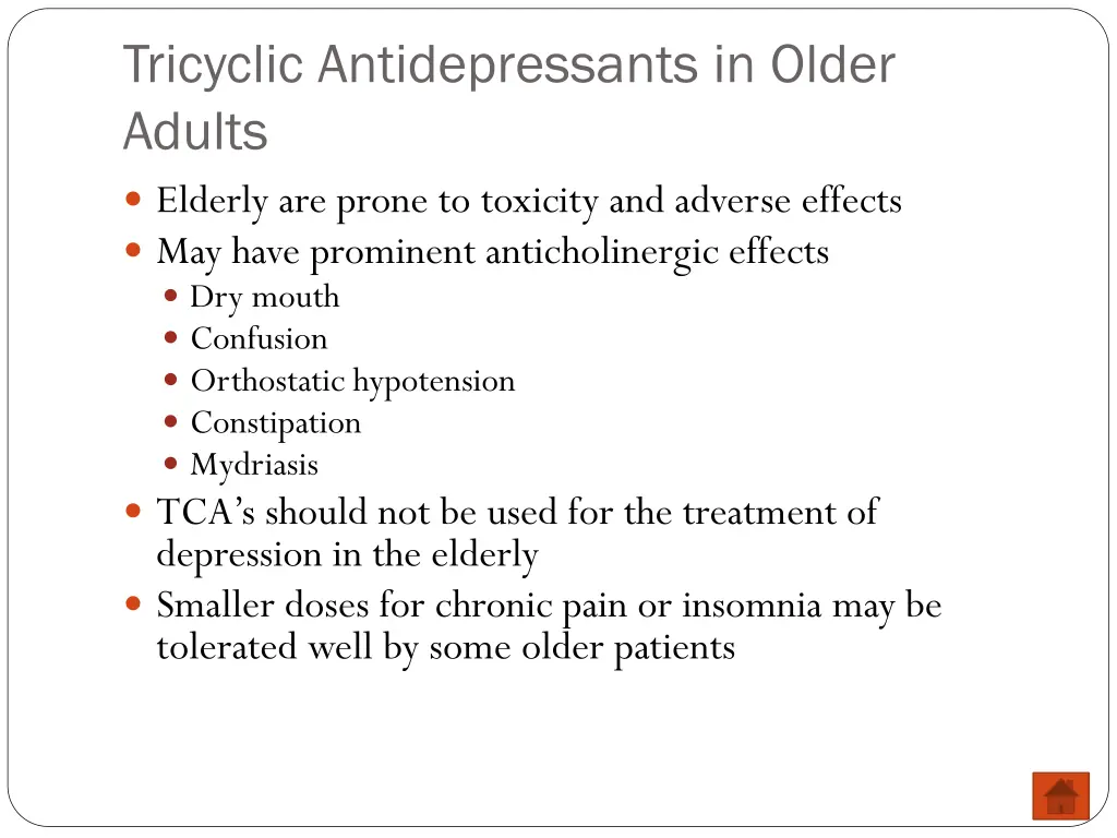 tricyclic antidepressants in older adults elderly