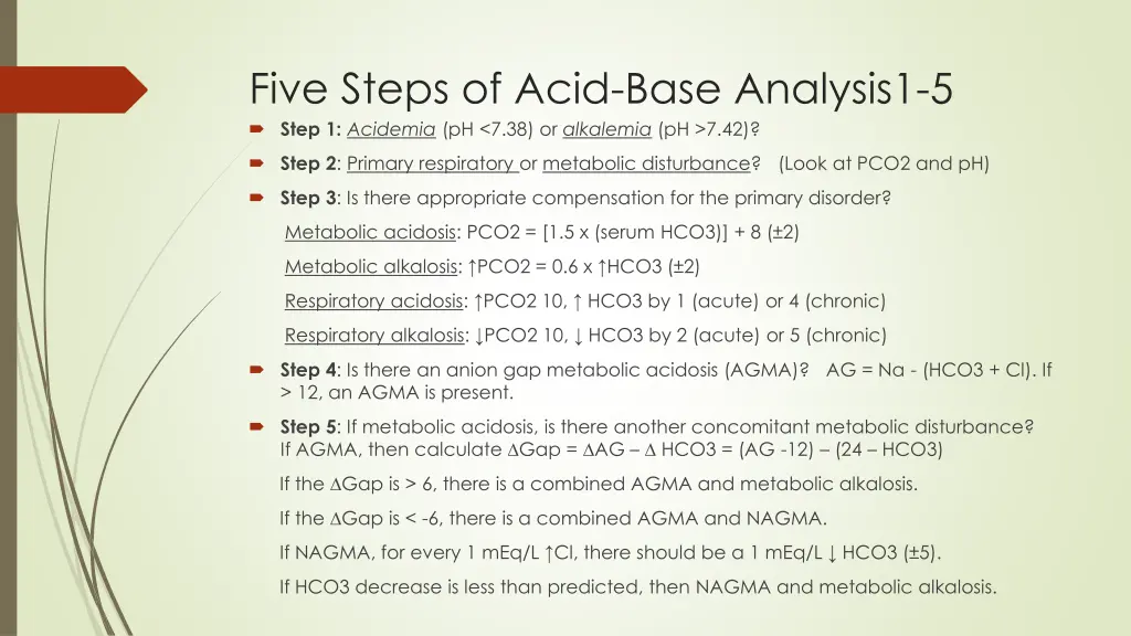 five steps of acid base analysis1 5 step