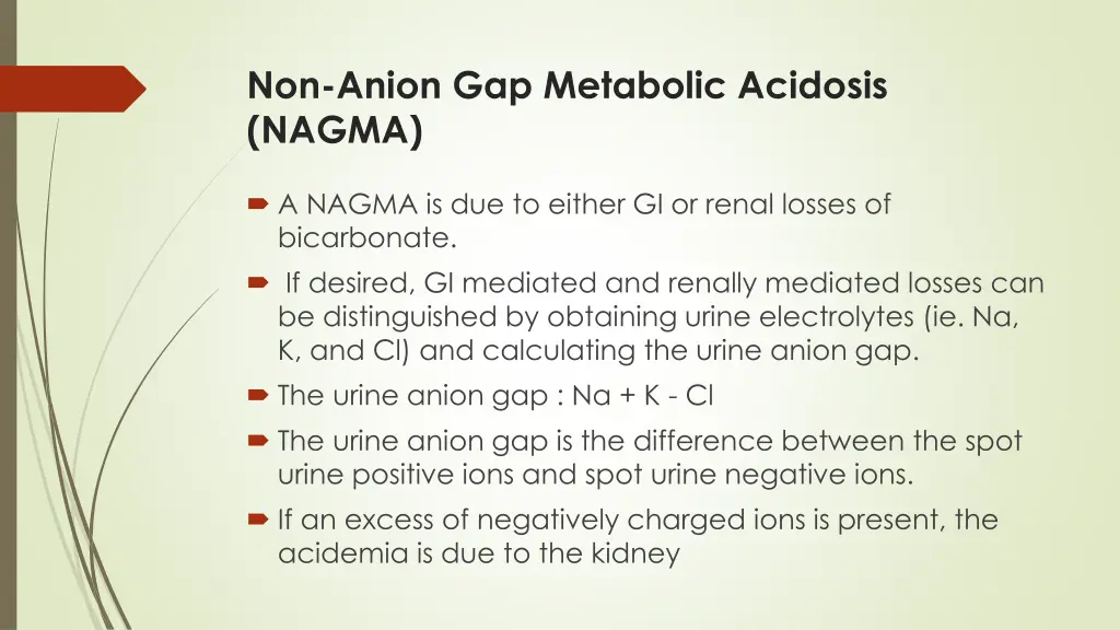 non anion gap metabolic acidosis nagma