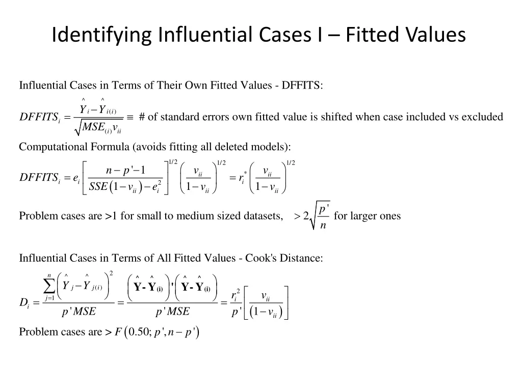 identifying influential cases i fitted values