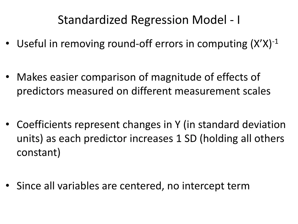 standardized regression model i