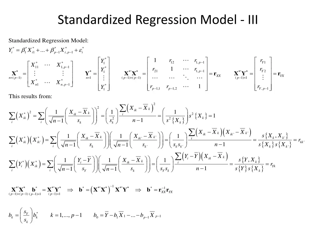 standardized regression model iii