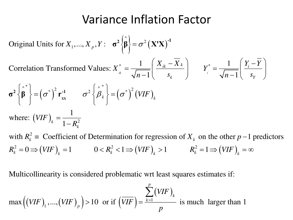 variance inflation factor