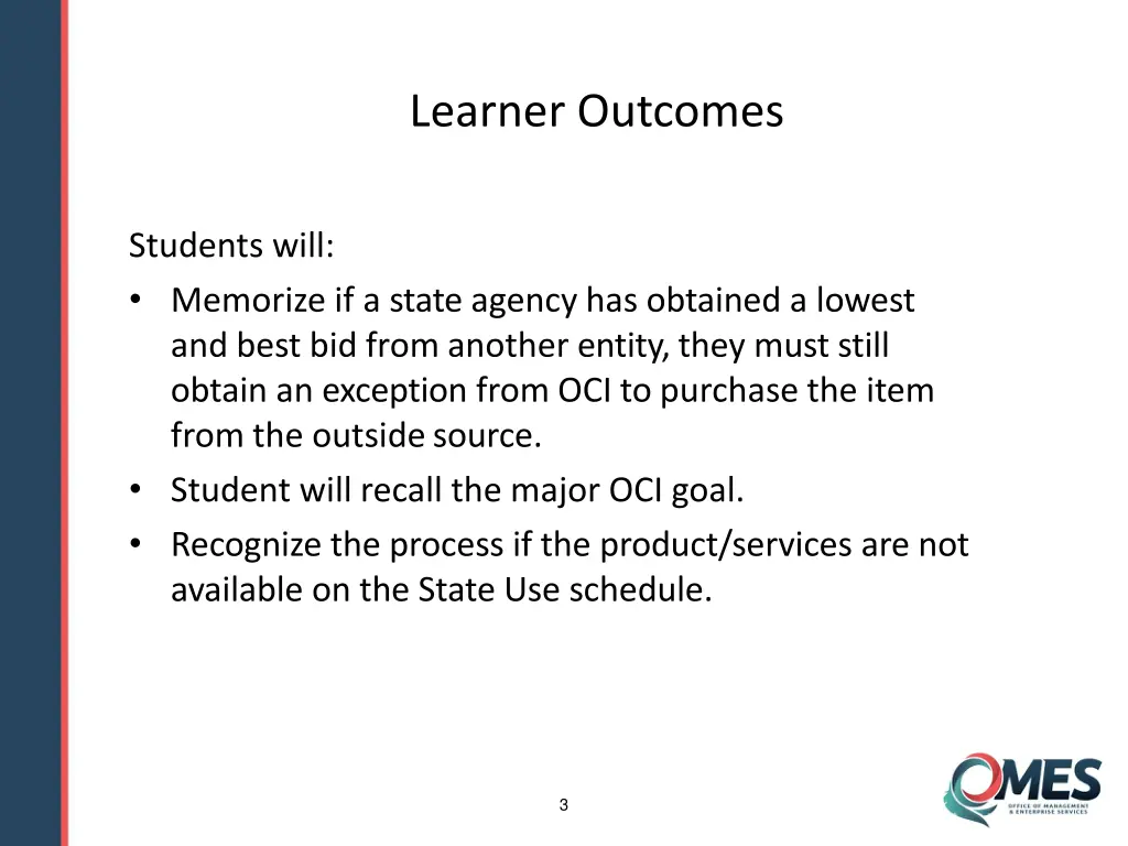 learner outcomes