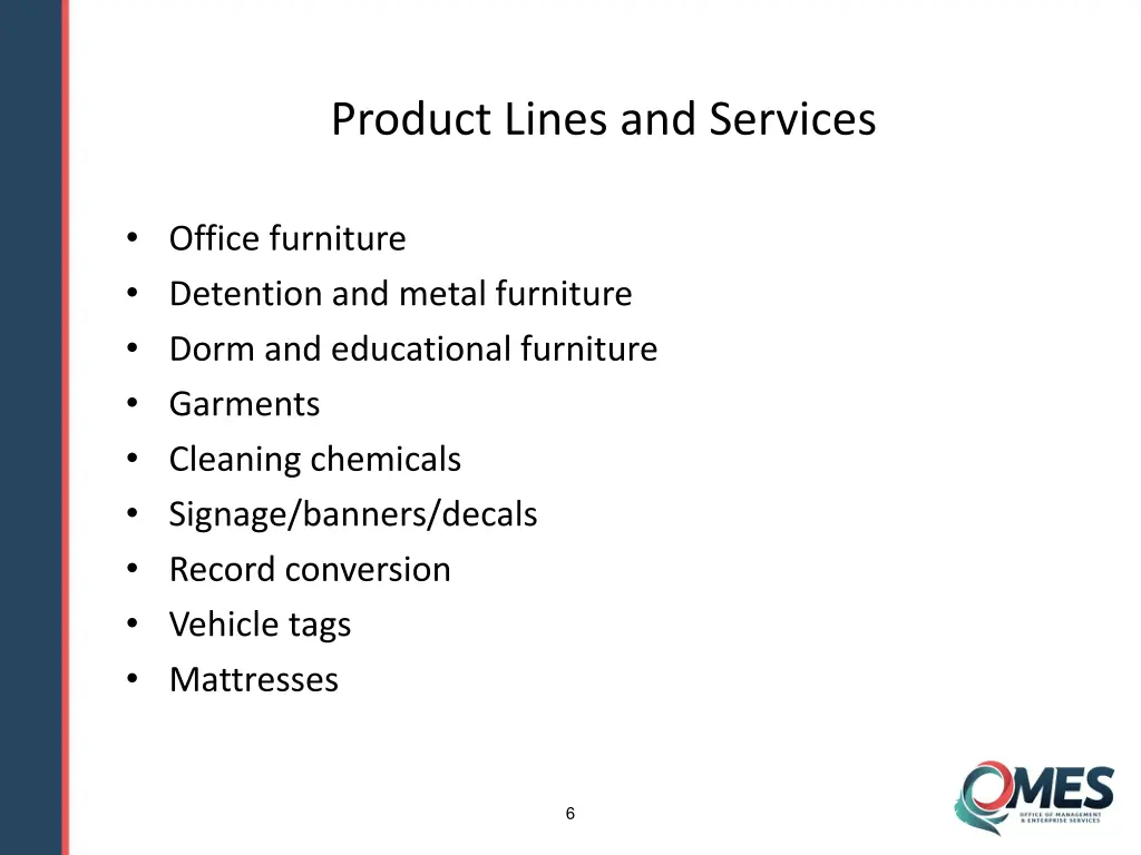 product lines and services