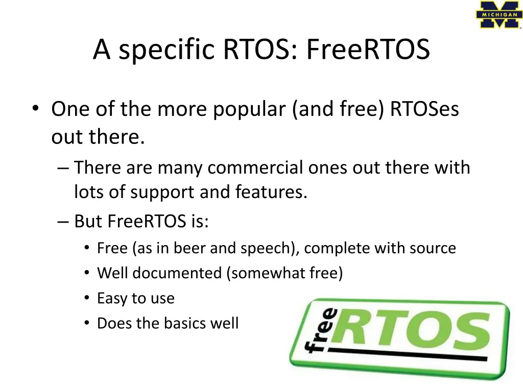 a specific rtos freertos