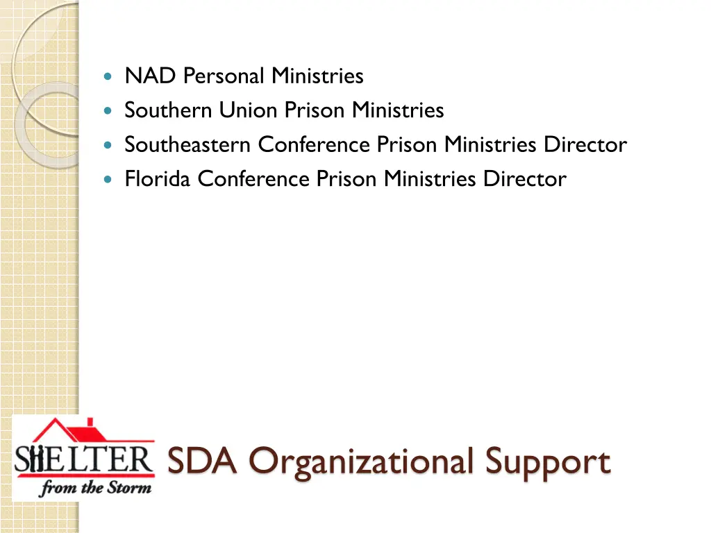 nad personal ministries southern union prison