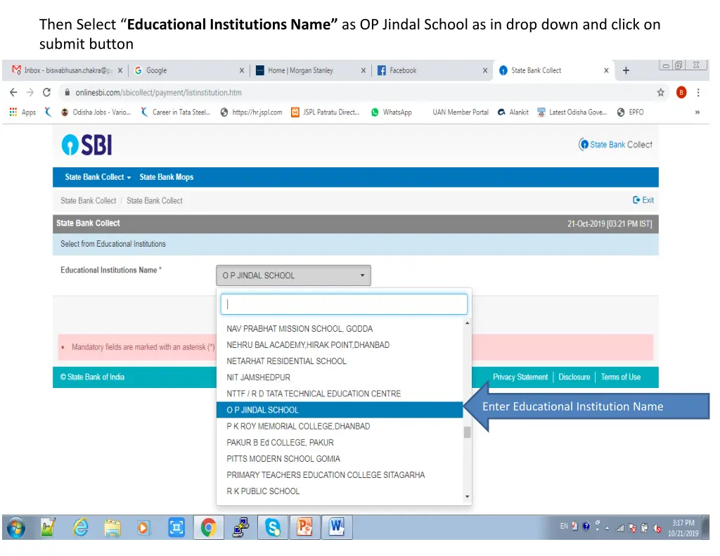 then select educational institutions name