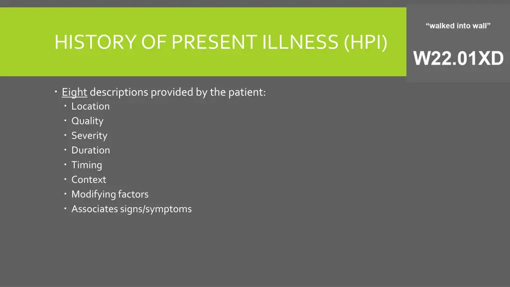 history of present illness hpi