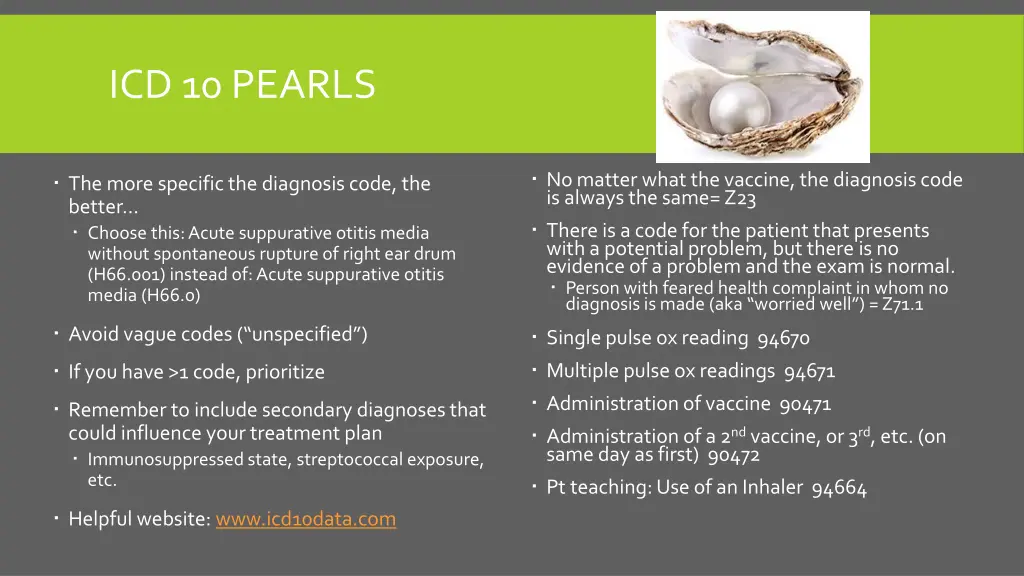 icd 10 pearls