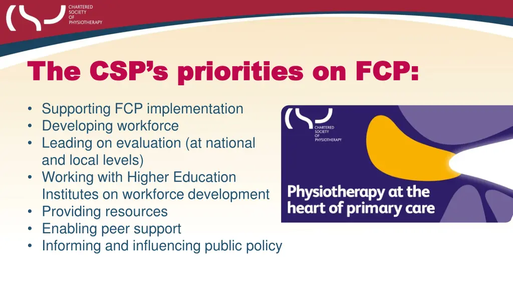 the csp s priorities on fcp the csp s priorities