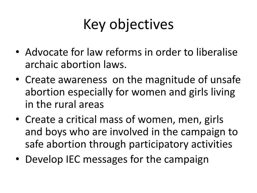 key objectives