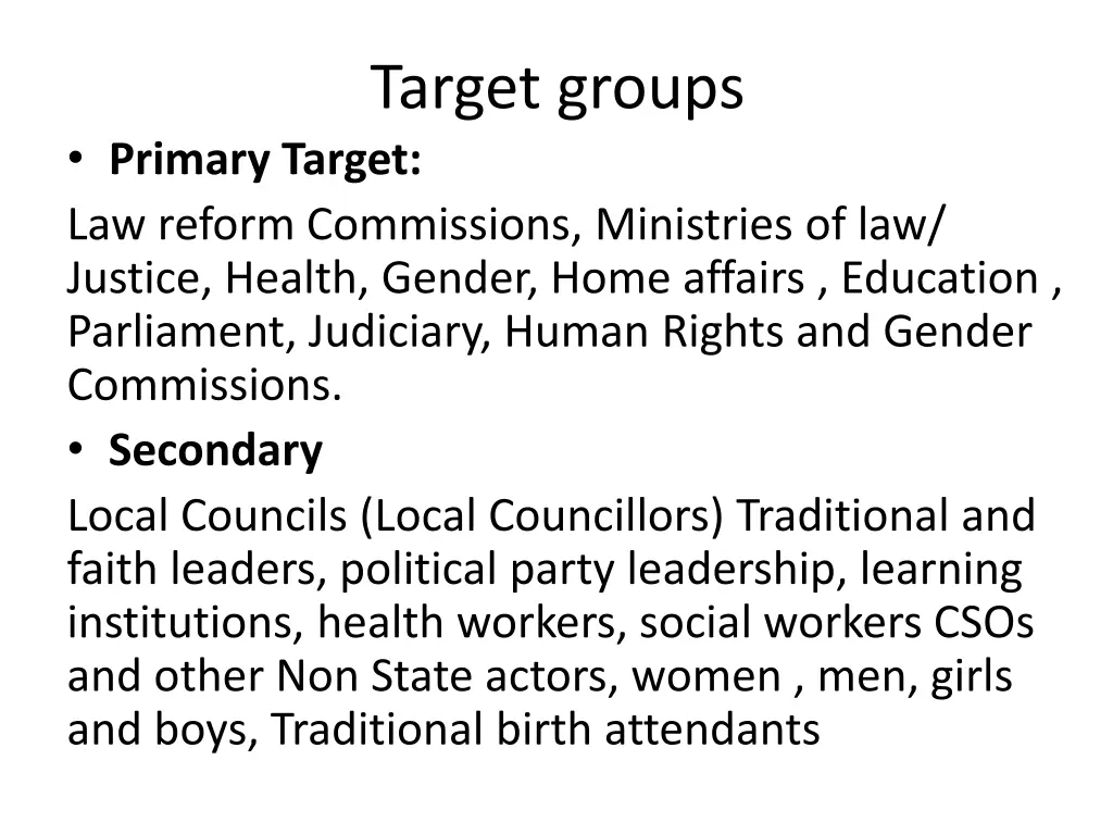 target groups