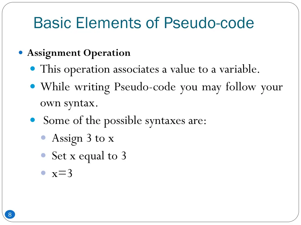 basic elements of pseudo code 1