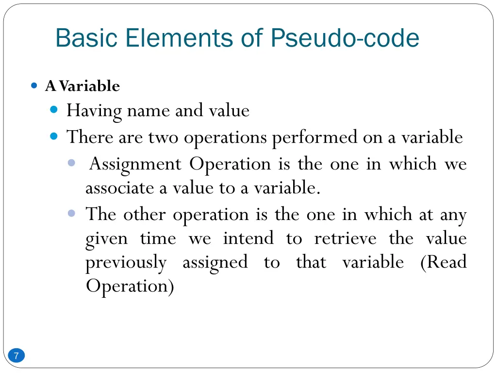 basic elements of pseudo code