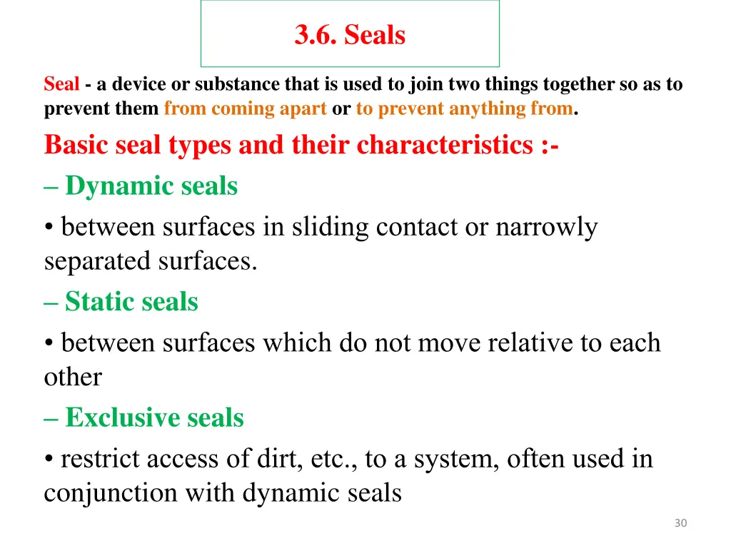 3 6 seals