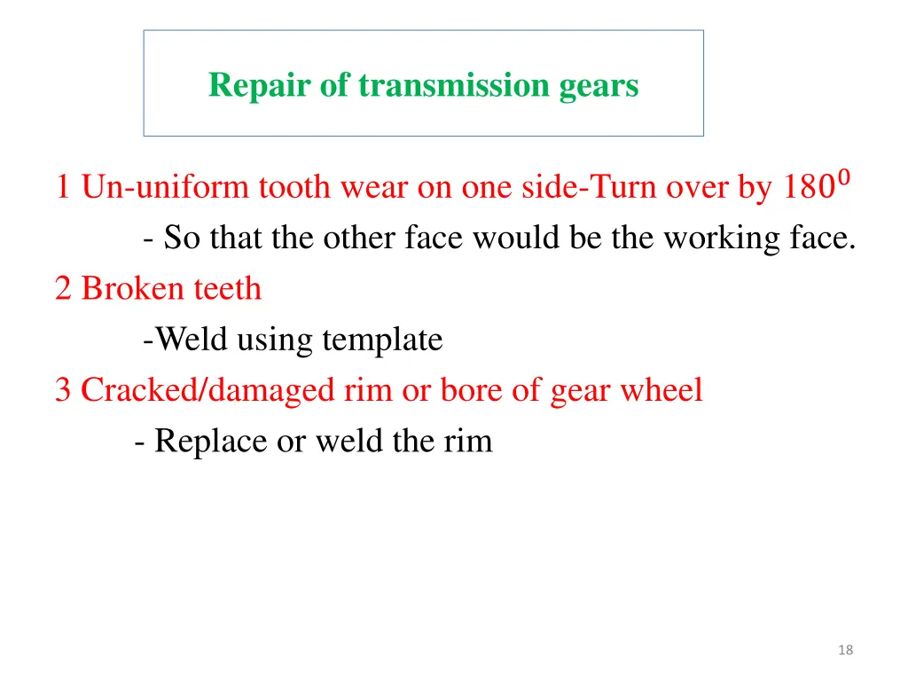 repair of transmission gears