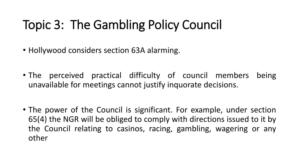 topic 3 the gambling policy council topic 1