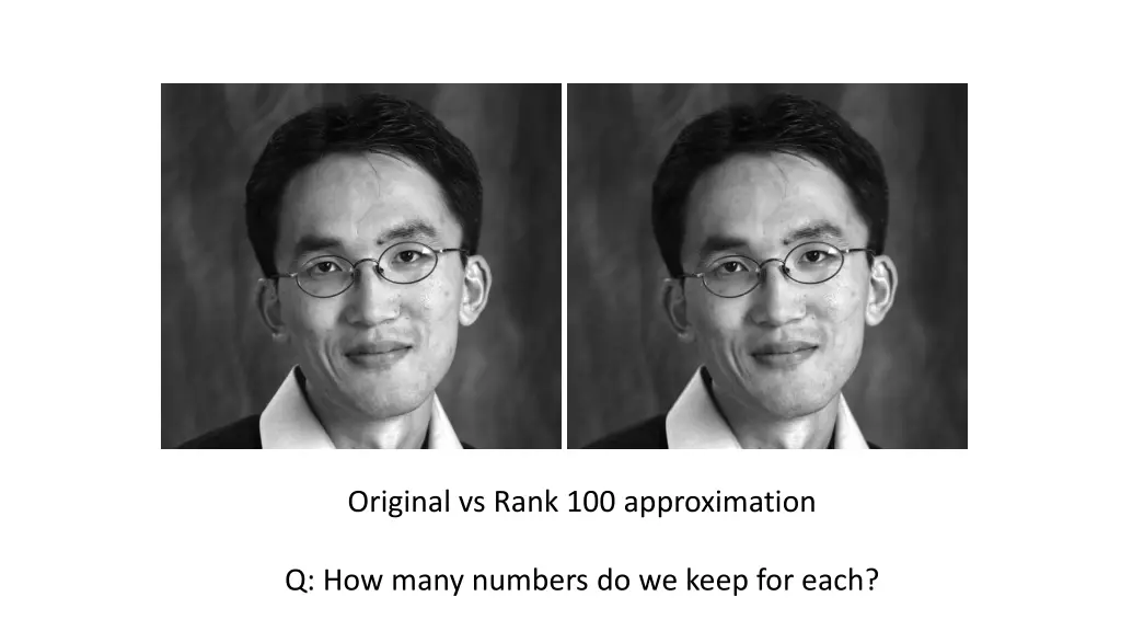 original vs rank 100 approximation