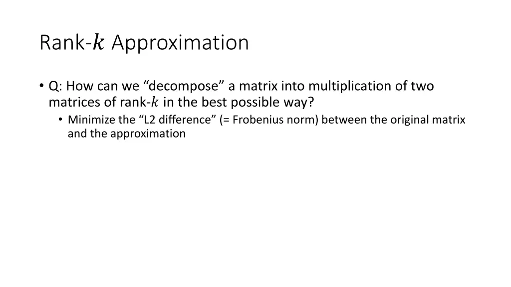 rank approximation