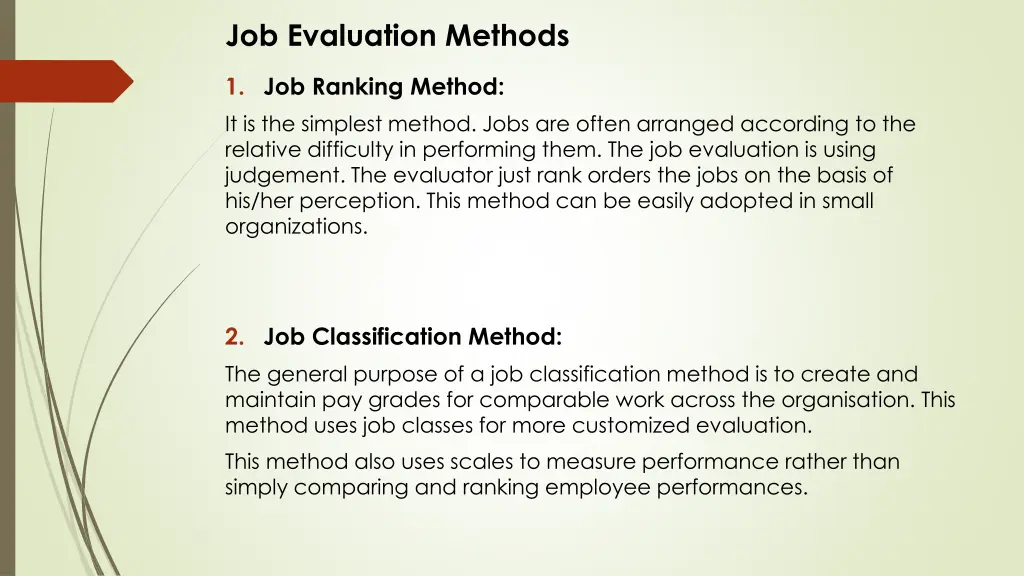 job evaluation methods