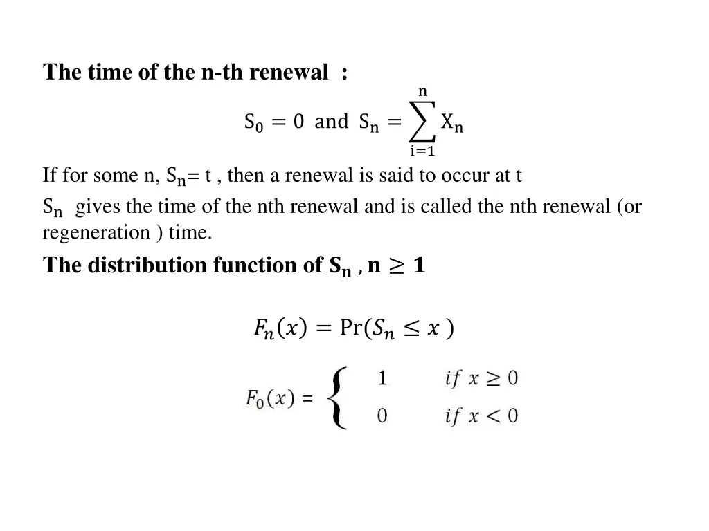 the time of the n th renewal