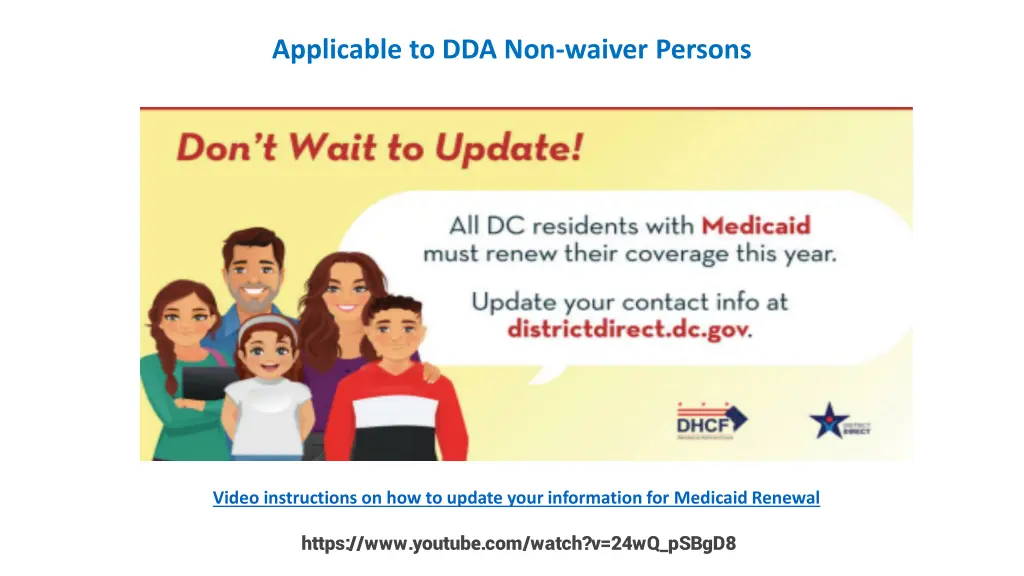 applicable to dda non waiver persons