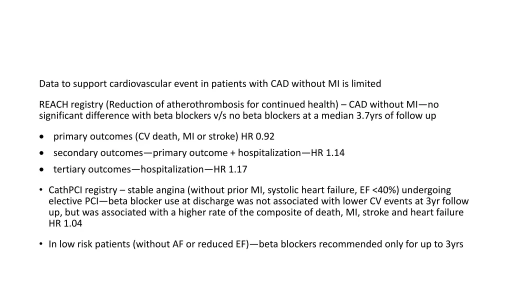 data to support cardiovascular event in patients