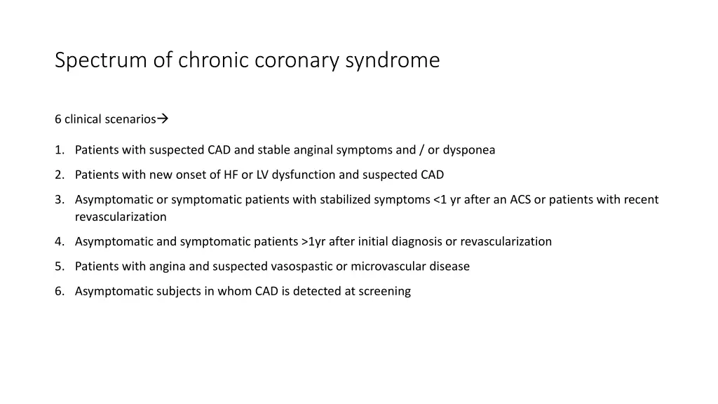 spectrum of chronic coronary syndrome