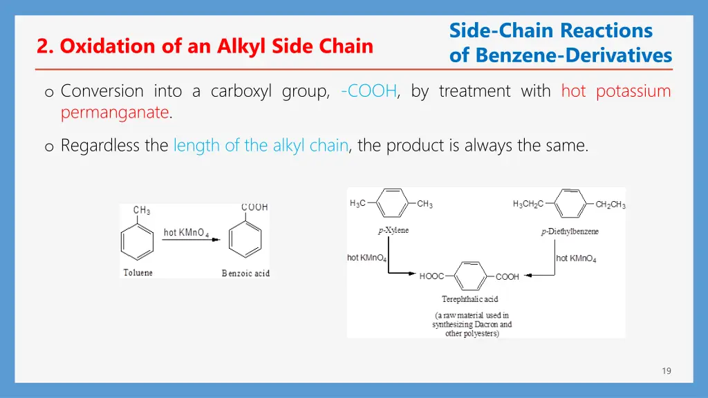 side chain reactions of benzene derivatives 1