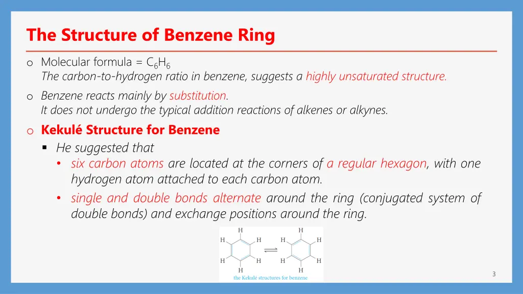 the structure of benzene ring