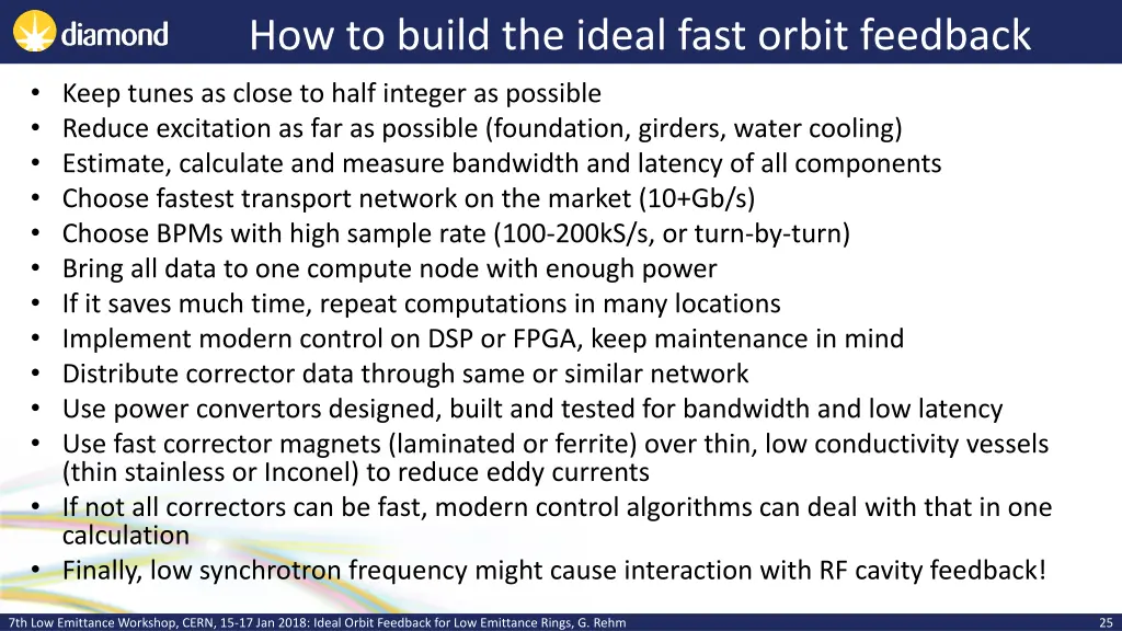 how to build the ideal fast orbit feedback keep