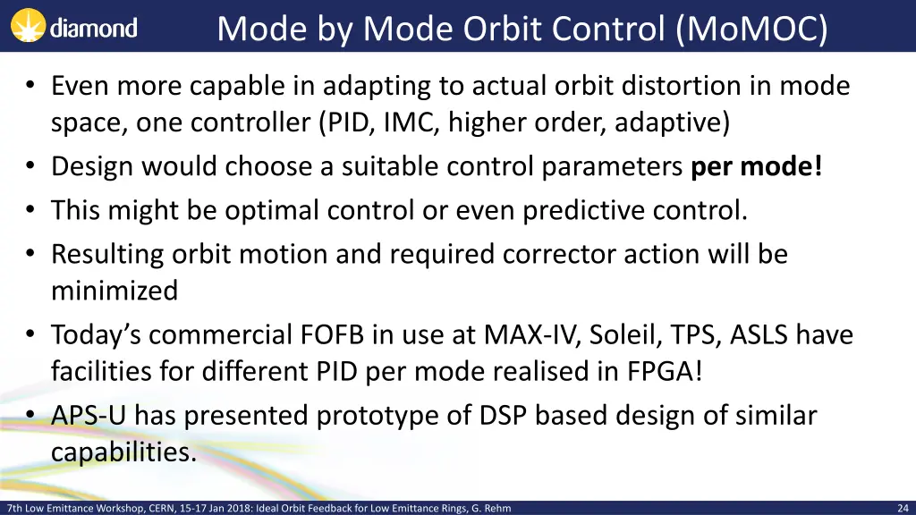 mode by mode orbit control momoc